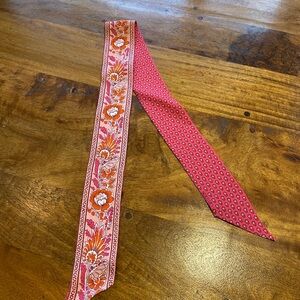 Silk Suleiado Floral Pink and Orange Women's Scarf